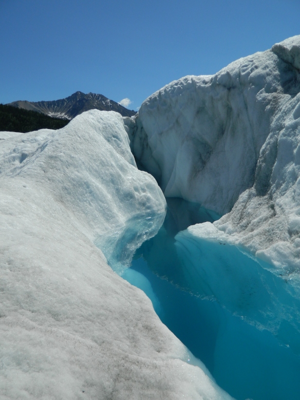 Glacial blue water on Root Glacier. Photo credit: Jordan Schwartz