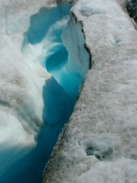 Deep Moulin - or nearly vertical shaft in glacier. Photo credit: Julia Schwartz